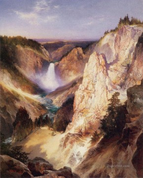 イエローストーンのグレート フォールズ風景トーマス モラン山脈 Oil Paintings